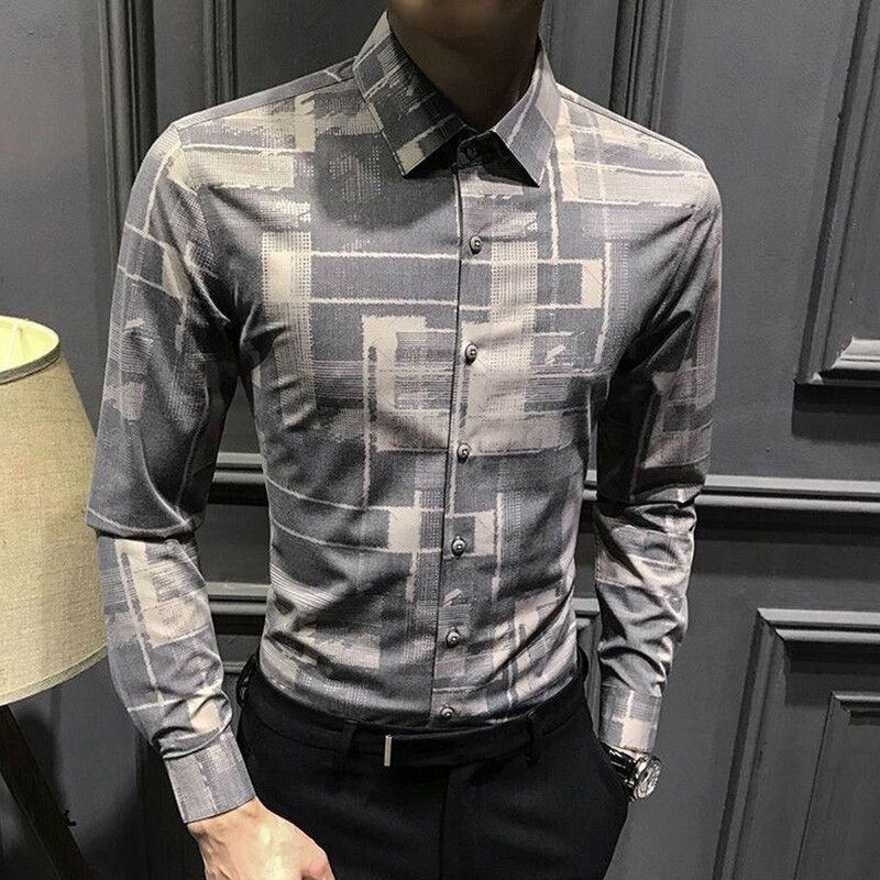 Elegantna košulja s reverima s otisnutim uzorkom, muška odjeća, nova jesen 2023., velike ležerne majice široke korejske košulje