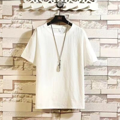 Meeste vintage linane särk Trendikas seitsme punktiga varrukatega paksu mehe Korea stiilis trendikas särk