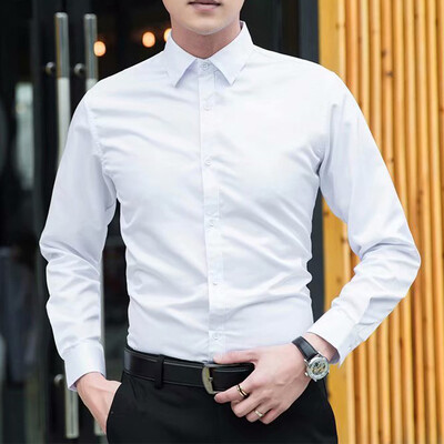 Muškarci Poslovne košulje s dugim rukavima, uska svečana košulja, ležerna bluza, gornja radna odjeća s ovratnikom Jednobojna uobičajena Four Seasons