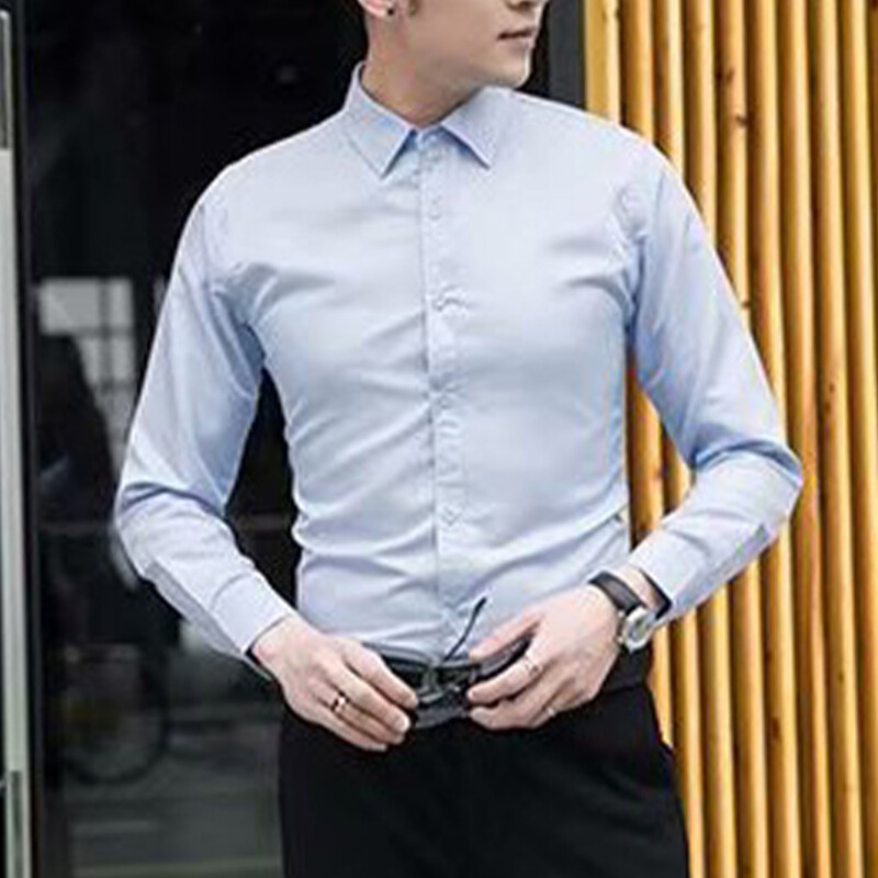 Muškarci Poslovne košulje s dugim rukavima, uska svečana košulja, ležerna bluza, gornja radna odjeća s ovratnikom Jednobojna uobičajena Four Seasons