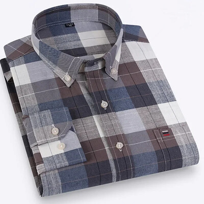 Υψηλής ποιότητας ανδρικό βαμβακερό πουκάμισο Oxford Άνοιξη Φθινοπωρινό μακρυμάνικο Άνετο σπίτι Ταξίδι Κορεάτικο στυλ σχεδιαστή Μέγεθος 5XL-6XL-7XL