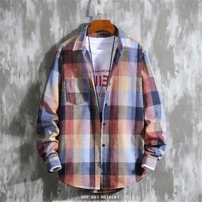 Košulje dugih rukava i bluze za muškarce Karirane elegantne pamučne normalne muške majice u društvenom korejskom stilu Novo u hipsterskoj proljetnoj odjeći