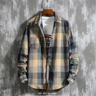 Košulje dugih rukava i bluze za muškarce Karirane elegantne pamučne normalne muške majice u društvenom korejskom stilu Novo u hipsterskoj proljetnoj odjeći