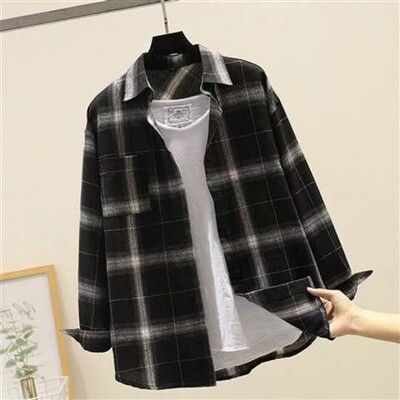 Košulje dugih rukava i bluze za muškarce Karirane elegantne pamučne normalne muške majice u društvenom korejskom stilu Novo u hipsterskoj proljetnoj odjeći