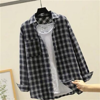 Košulje dugih rukava i bluze za muškarce Karirane elegantne pamučne normalne muške majice u društvenom korejskom stilu Novo u hipsterskoj proljetnoj odjeći