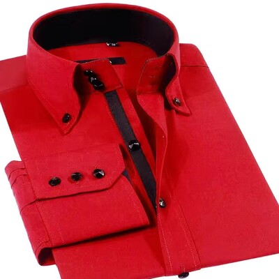 Muška svečana košulja s ovratnikom na kopčanje i dugih rukava Formalna poslovna ležerna košulja Korejska moda Tanke dizajnerske košulje Bijela