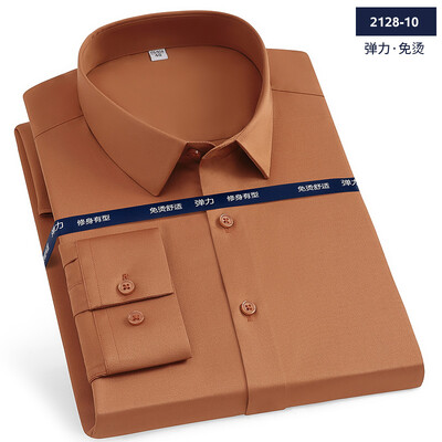 Луксозна мъжка риза с дълги ръкави Ice Silk Poplin против бръчки, без ютия, бизнес офис модна ежедневна висококачествена риза S~6Xl