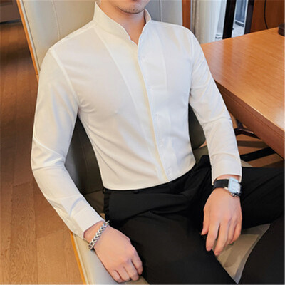 Cămăși smoking 5XL bărbați pentru nuntă Camisă elegantă de afaceri formală cămașă albă pentru bărbați, bluze cu mânecă lungă, slim fit, îmbrăcăminte pentru bărbați 2024