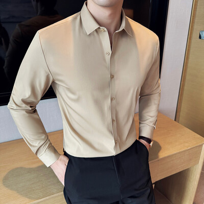 Luksuzna kvalitetna muška košulja dugih rukava koja se ne pegla, bešavna košulja od glačane gume za muškarce, poslovna mekana udobna bluza 4xl novo