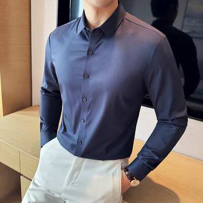 Luksuzna kvalitetna muška košulja dugih rukava koja se ne pegla, bešavna košulja od glačane gume za muškarce, poslovna mekana udobna bluza 4xl novo