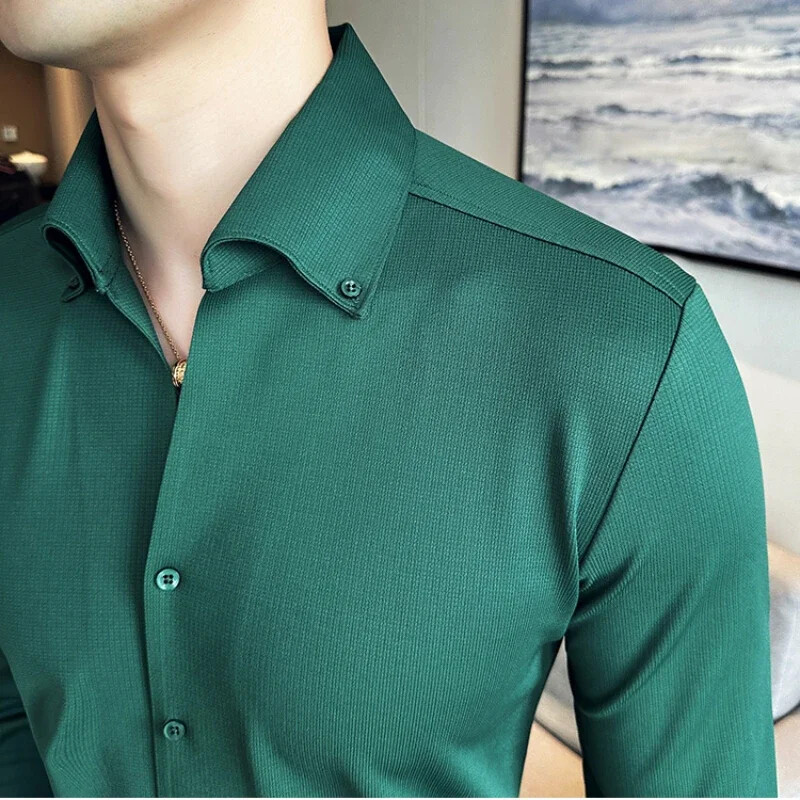 Brand Odjeća Muške proljetne visokokvalitetne košulje dugih rukava/Muška uska modna ležerna uredska košulja s V-izrezom 4XL-M