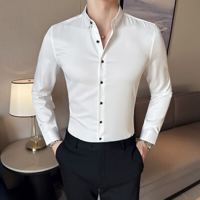 Μεγάλο μέγεθος 5XL-M Ανδρικό πουκάμισο Μόδα Απλή επαγγελματικά κοινωνικά καθημερινά πουκάμισα Τρυπάνι με κουμπιά βαμβακερά μακρυμάνικα πουκάμισα για πάρτι