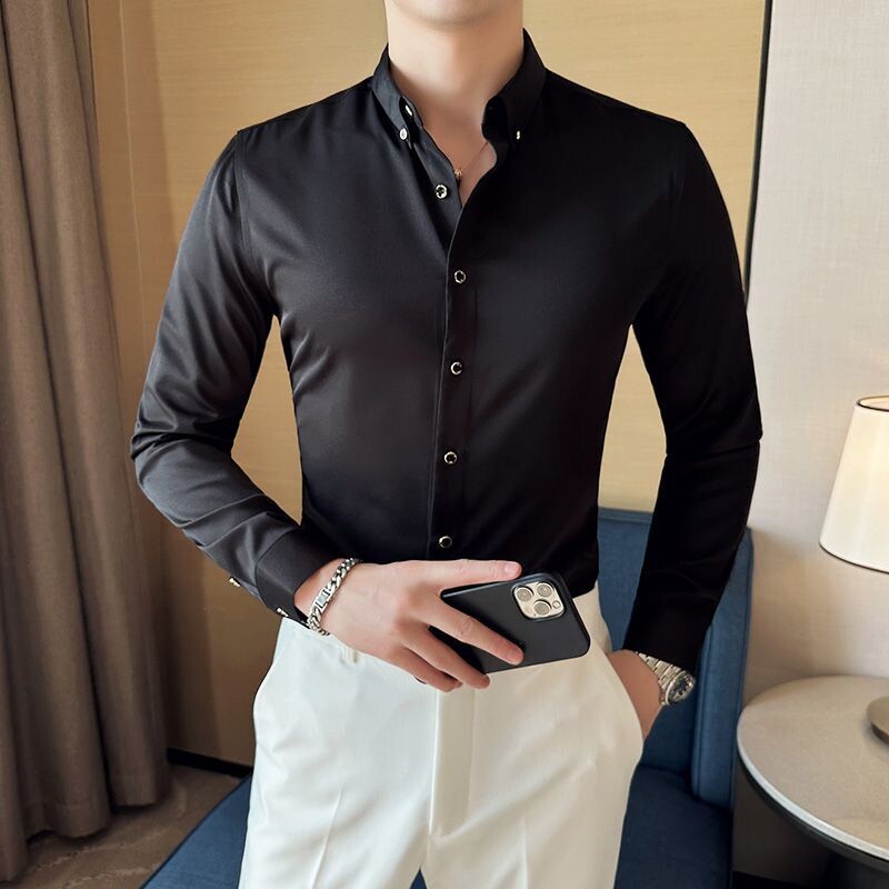 Μεγάλο μέγεθος 5XL-M Ανδρικό πουκάμισο Μόδα Απλή επαγγελματικά κοινωνικά καθημερινά πουκάμισα Τρυπάνι με κουμπιά βαμβακερά μακρυμάνικα πουκάμισα για πάρτι