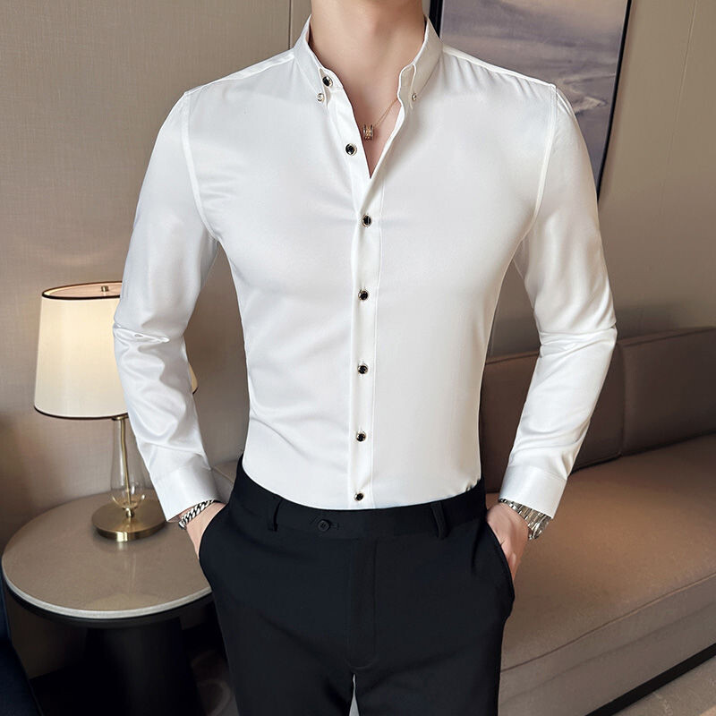 Μεγάλο μέγεθος 5XL-M Ανδρικό πουκάμισο Μόδα Απλή επαγγελματικά κοινωνικά καθημερινά πουκάμισα Τρυπάνι με κουμπιά βαμβακερά μακρυμάνικα πουκάμισα για πάρτι