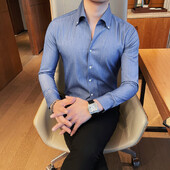 2023. Muške proljetne britanske poslovne košulje visoke kvalitete/muške uske ležerne košulje dugih rukava Camisas De Hombre S-4XL