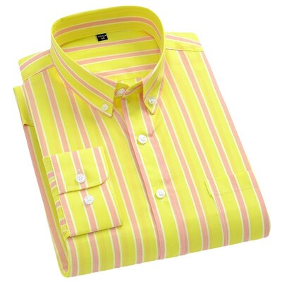 Nova muška košulja dugih rukava 100% pamuk, poslovno ležerna prugasta muška tanka svečana košulja s gornjim gumbima i ovratnikom za proljeće i jesen