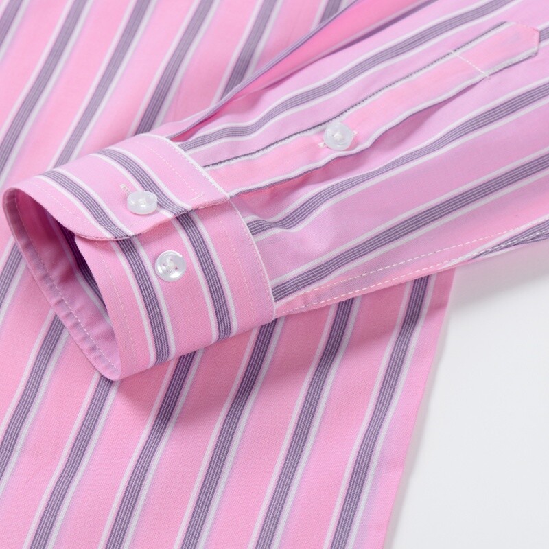 Nova muška košulja dugih rukava 100% pamuk, poslovno ležerna prugasta muška tanka svečana košulja s gornjim gumbima i ovratnikom za proljeće i jesen