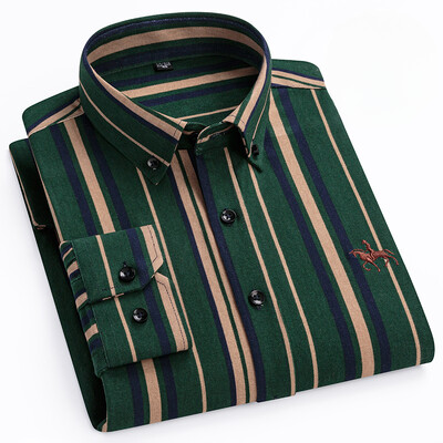 Cămăși cu mânecă lungă, cu mânecă lungă, 100% bumbac, 100% bumbac, pentru bărbați, slim fit, cămașă formală simplă, haine în carouri din picioare de hâine în dungi