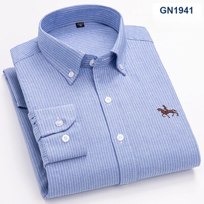 Velika veličina 6XL, 100% pamuk, korejske modne muške košulje dugih rukava, uska formalna obična košulja, prugasta karirana odjeća u obliku ptičje zube