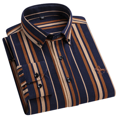 Velika veličina 6XL, 100% pamuk, korejske modne muške košulje dugih rukava, uska formalna obična košulja, prugasta karirana odjeća u obliku ptičje zube