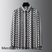 Nova muška košulja s otisnutim slovima na preklop, visokokvalitetna ležerna uska poslovna društvena košulja dugih rukava