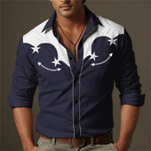 Ανδρικό πουκάμισο Νέου στυλ με μακρυμάνικο τρισδιάστατο τυπωμένο κουμπί πέτο Τρισδιάστατο ψαλιδάκι Ανδρικό πουκάμισο καλοκαιρινής μόδας υψηλής ποιότητας