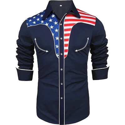 Ανδρικό πουκάμισο Νέου στυλ με μακρυμάνικο τρισδιάστατο τυπωμένο κουμπί πέτο Τρισδιάστατο ψαλιδάκι Ανδρικό πουκάμισο καλοκαιρινής μόδας υψηλής ποιότητας