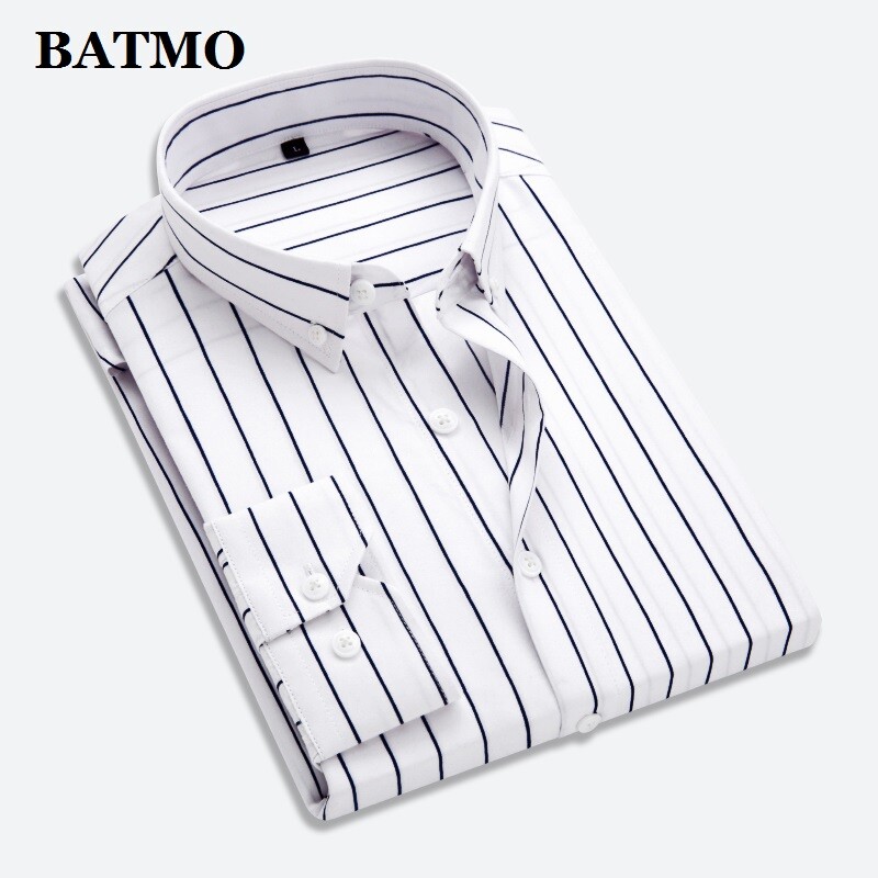 Batmo 2023 uustulnuk kevadised kvaliteetsed segatud vabaaja punased särgid meeste triibulised särgid, valged särgid meeste pluss-suuruses S-5XL