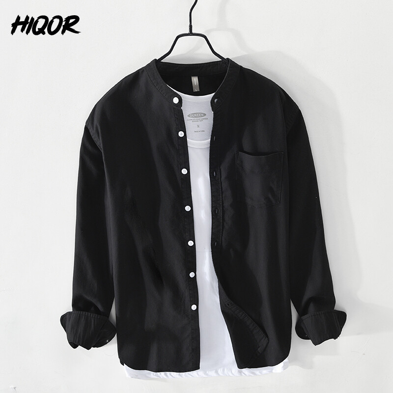 HIQOR brändi pluusid Mood Lihtne meeste vabaaja särk 2024 Uus kvaliteetne 100% puuvillane Oxfordi kangas Meeste vintage särgid meestele