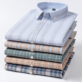 100% puuvillane Oxfordi meeste särk lühikeste varrukatega uus kvaliteetne äri vabaaja moodne meeste suures suuruses särk Formaalne S-7XL