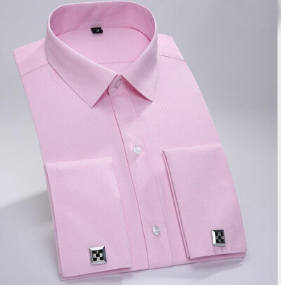 Kvaliteetne pidulik prantsuse mansetinööbid särk Meeste pikkade varrukatega smoking meeste bränd Slim Fit Button Cuff Meeste kleit särgid pidu pulmad