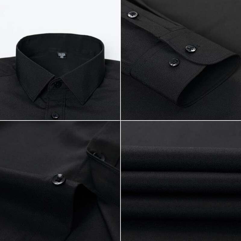 Αντιρυτιδικά Ανδρικά πουκάμισα Μακρυμάνικα Πουκάμισα Φόρεμα για Άντρες Slim Fit Camisa Social Business Μπλούζα Λευκό Πουκάμισο Γραφείου S-4XL