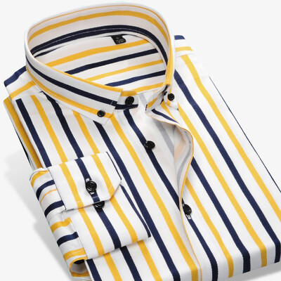 Muške košulje s dugim rukavima i ovratnikom na dugmad, dizajn na pruge, udobna mekana pamučna košulja, uski kroj, elegantne, ležerne muške majice