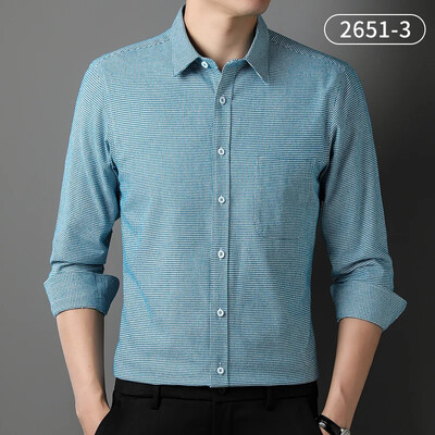 100% puuvillase lihvimisega täissärgid meestele saledad vabaaja hagijahambuline tavaline särk pikkade varrukatega mugavad ühetaskulised riided