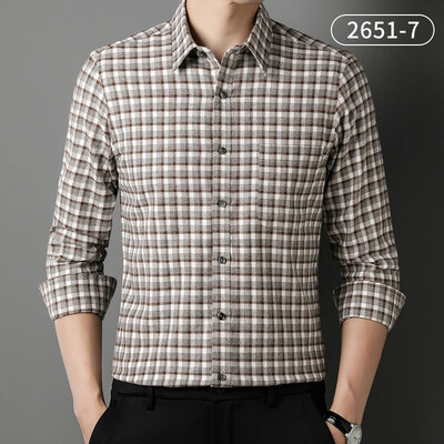 100% puuvillase lihvimisega täissärgid meestele saledad vabaaja hagijahambuline tavaline särk pikkade varrukatega mugavad ühetaskulised riided