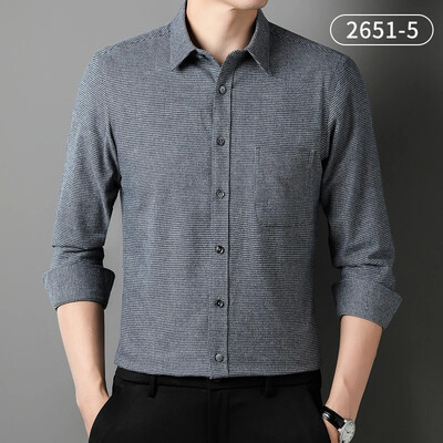 100% puuvillase lihvimisega täissärgid meestele saledad vabaaja hagijahambuline tavaline särk pikkade varrukatega mugavad ühetaskulised riided