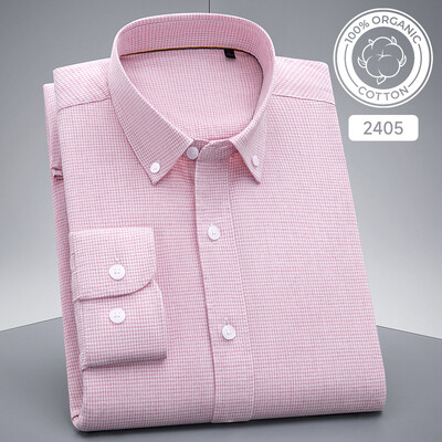 Uus särgis Mood Korea 100% puuvillased vabaaja särgid meestele saleda vormiga pidulik tavaline särk hagijas ruuduline kõrge kvaliteediga riided