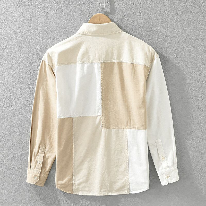 Jesen 2024. Nove ležerne patchwork košulje od 100% pamuka za muškarce Odjeća s vezom Meke muške košulje dugih rukava CM7315