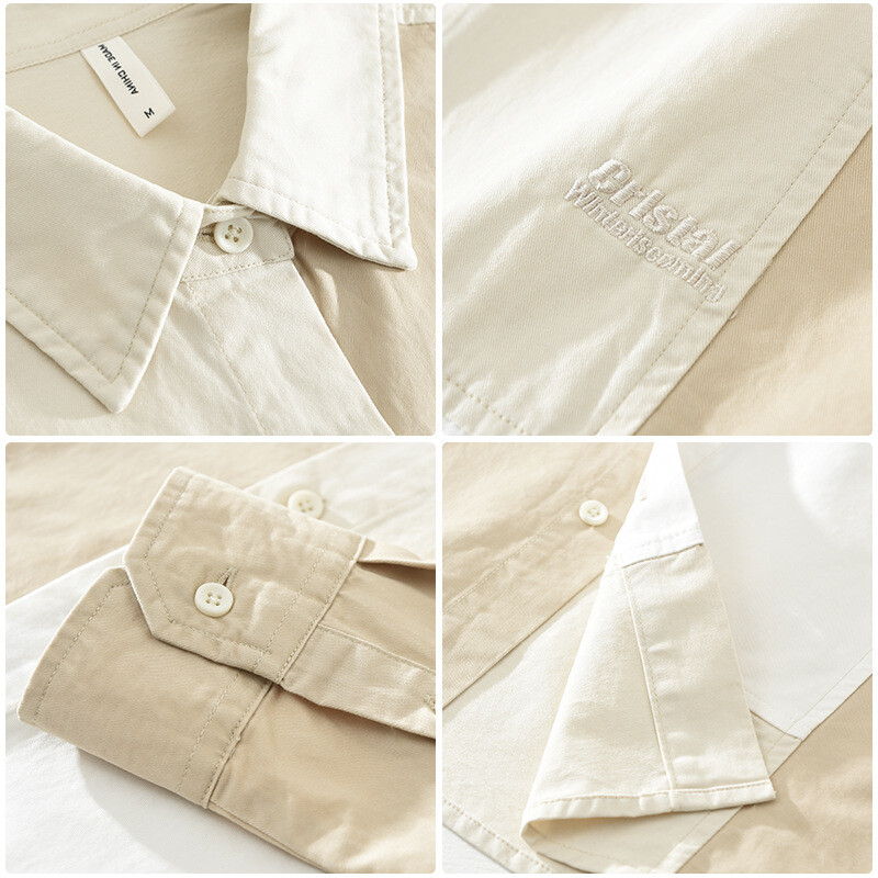 Jesen 2024. Nove ležerne patchwork košulje od 100% pamuka za muškarce Odjeća s vezom Meke muške košulje dugih rukava CM7315