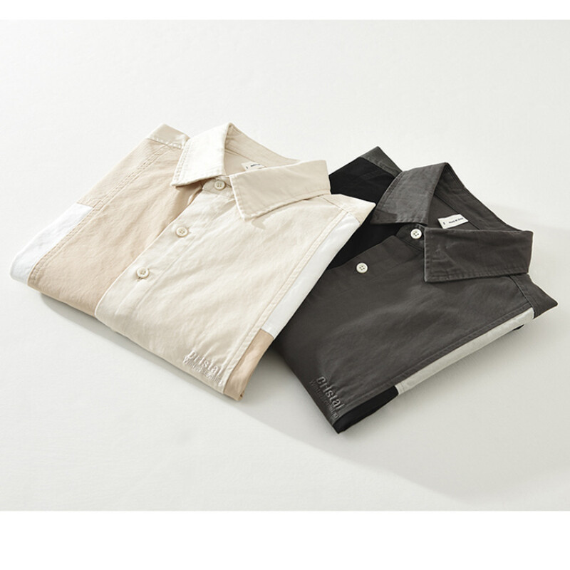 Jesen 2024. Nove ležerne patchwork košulje od 100% pamuka za muškarce Odjeća s vezom Meke muške košulje dugih rukava CM7315