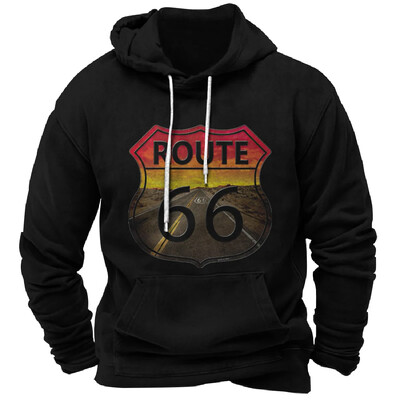 Vintage Hoodie Route 66 3D Prindiga Pusad Mood Pusad Pusad Poiss Naiste Kampsunid Meeste Spordidressid Mehed Naiste Riided
