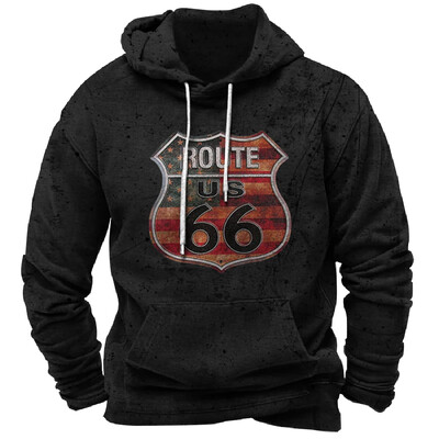 Vintage Hoodie Route 66 3D Prindiga Pusad Mood Pusad Pusad Poiss Naiste Kampsunid Meeste Spordidressid Mehed Naiste Riided
