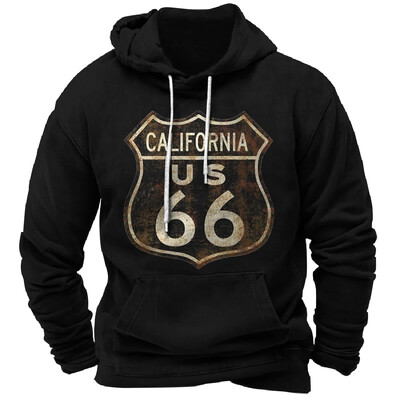 Vintage Hoodie Route 66 3D Prindiga Pusad Mood Pusad Pusad Poiss Naiste Kampsunid Meeste Spordidressid Mehed Naiste Riided
