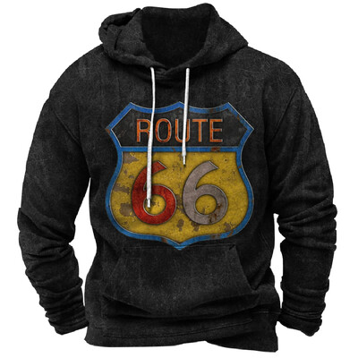 Vintage Hoodie Route 66 3D Prindiga Pusad Mood Pusad Pusad Poiss Naiste Kampsunid Meeste Spordidressid Mehed Naiste Riided