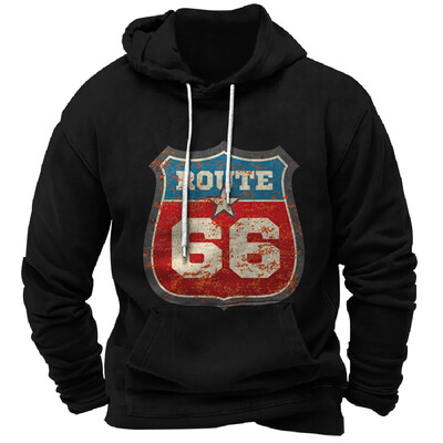 Vintage Hoodie Route 66 3D Prindiga Pusad Mood Pusad Pusad Poiss Naiste Kampsunid Meeste Spordidressid Mehed Naiste Riided