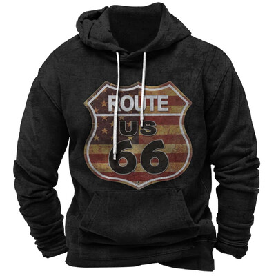 Vintage Hoodie Route 66 3D Prindiga Pusad Mood Pusad Pusad Poiss Naiste Kampsunid Meeste Spordidressid Mehed Naiste Riided