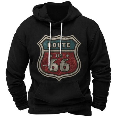 Vintage Hoodie Route 66 3D Prindiga Pusad Mood Pusad Pusad Poiss Naiste Kampsunid Meeste Spordidressid Mehed Naiste Riided