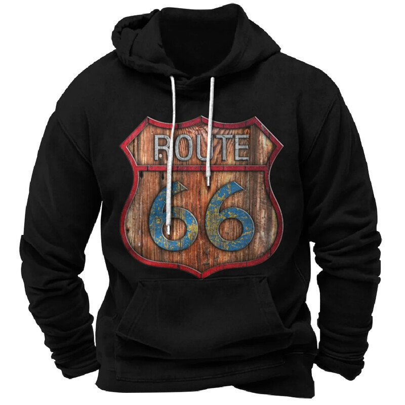 Vintage Hoodie Route 66 3D Prindiga Pusad Mood Pusad Pusad Poiss Naiste Kampsunid Meeste Spordidressid Mehed Naiste Riided
