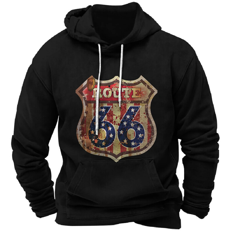 Vintage Hoodie Route 66 3D Prindiga Pusad Mood Pusad Pusad Poiss Naiste Kampsunid Meeste Spordidressid Mehed Naiste Riided