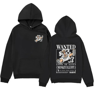 Vīriešu Luffy džemperi ar garām piedurknēm Anime Gear 5 Vintage džemperi japāņu piedurknēm kapuce Unisex Fashion Trend 2024